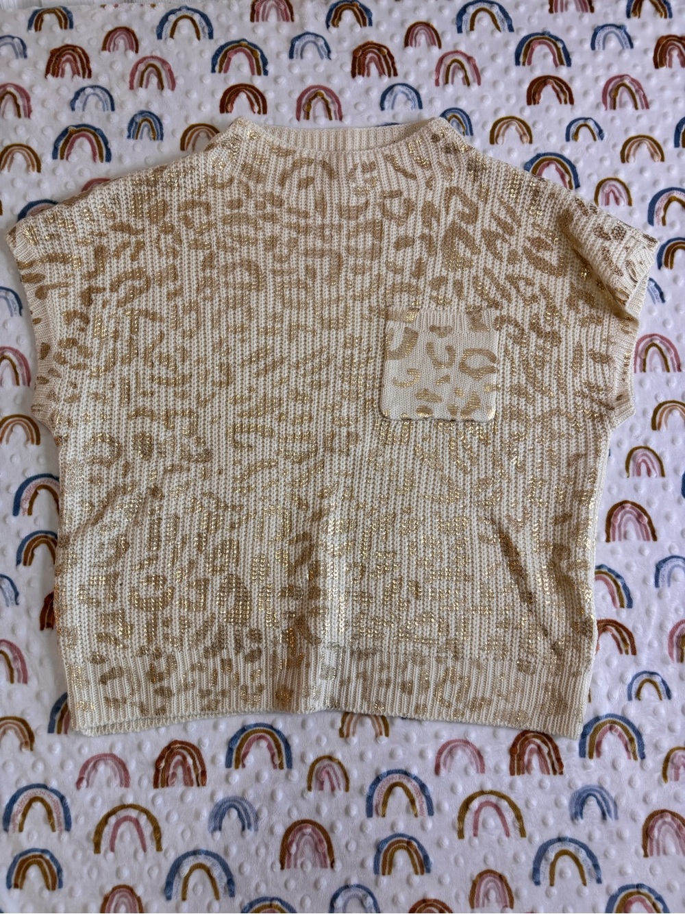 JODIFL Cream & Tan Leopard Print Knit Short Sleeve Top